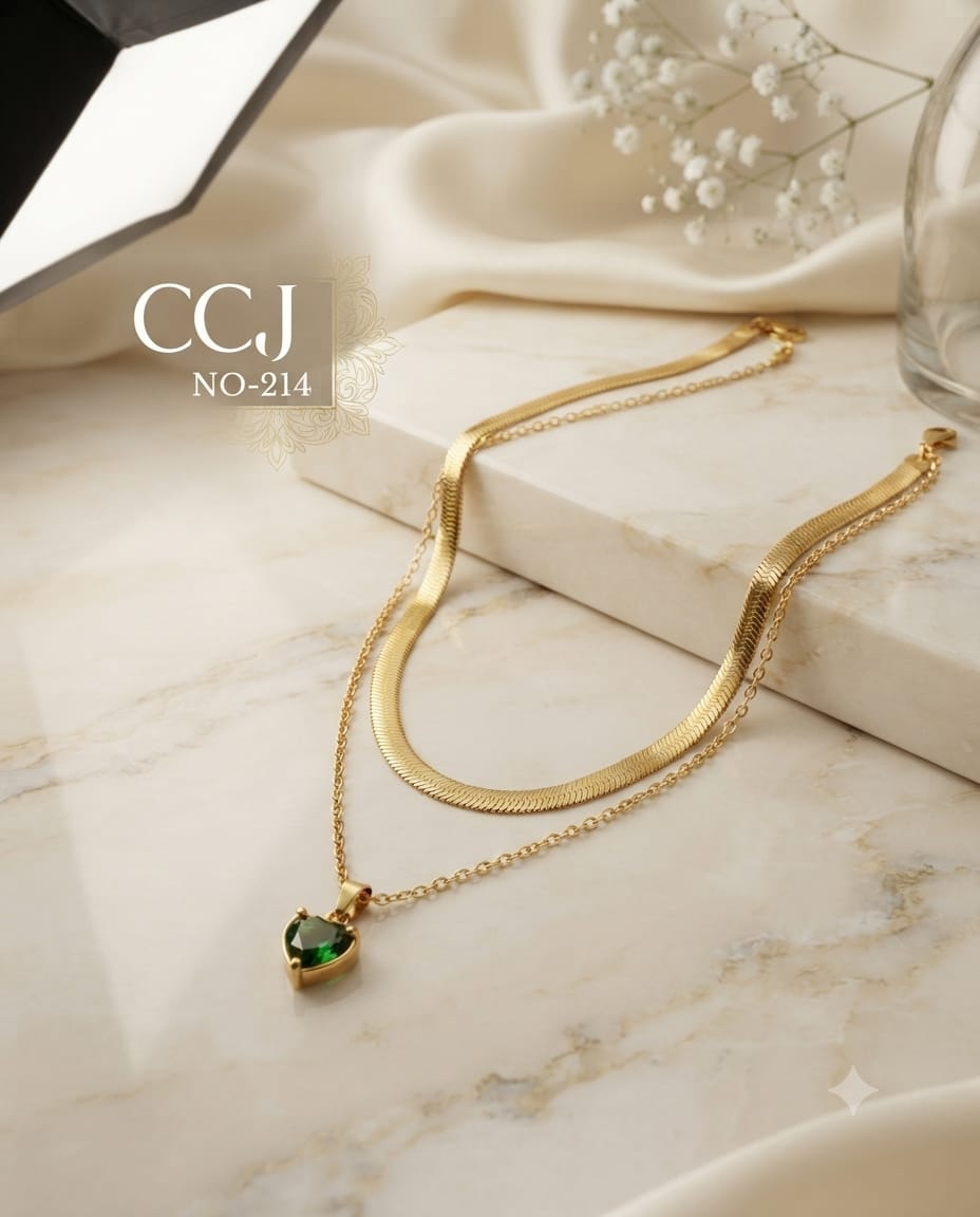 Double layer anti tarnished snake chain paire necklace