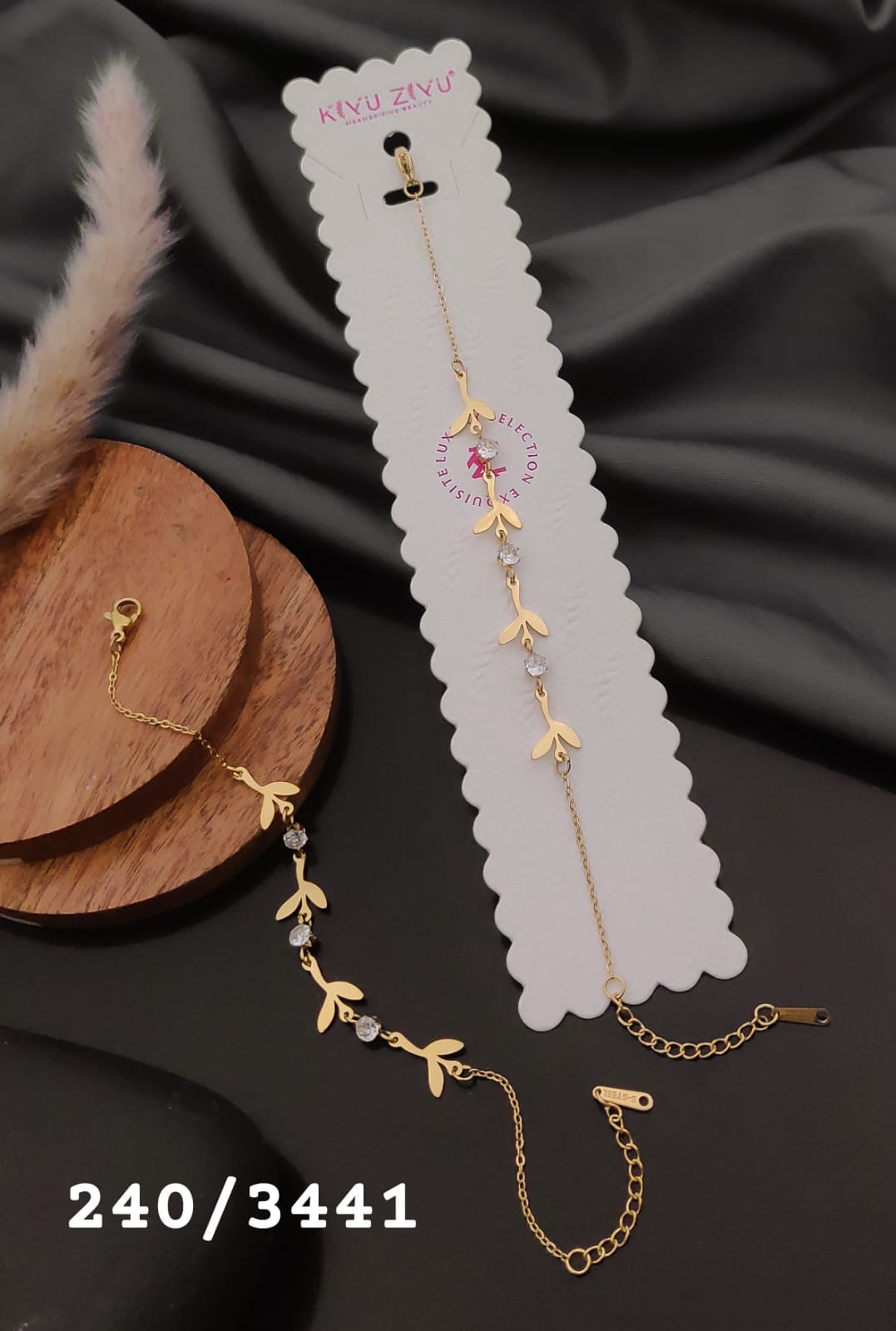 Anti-Tarnish Crystal Leaf Vine Bracelet