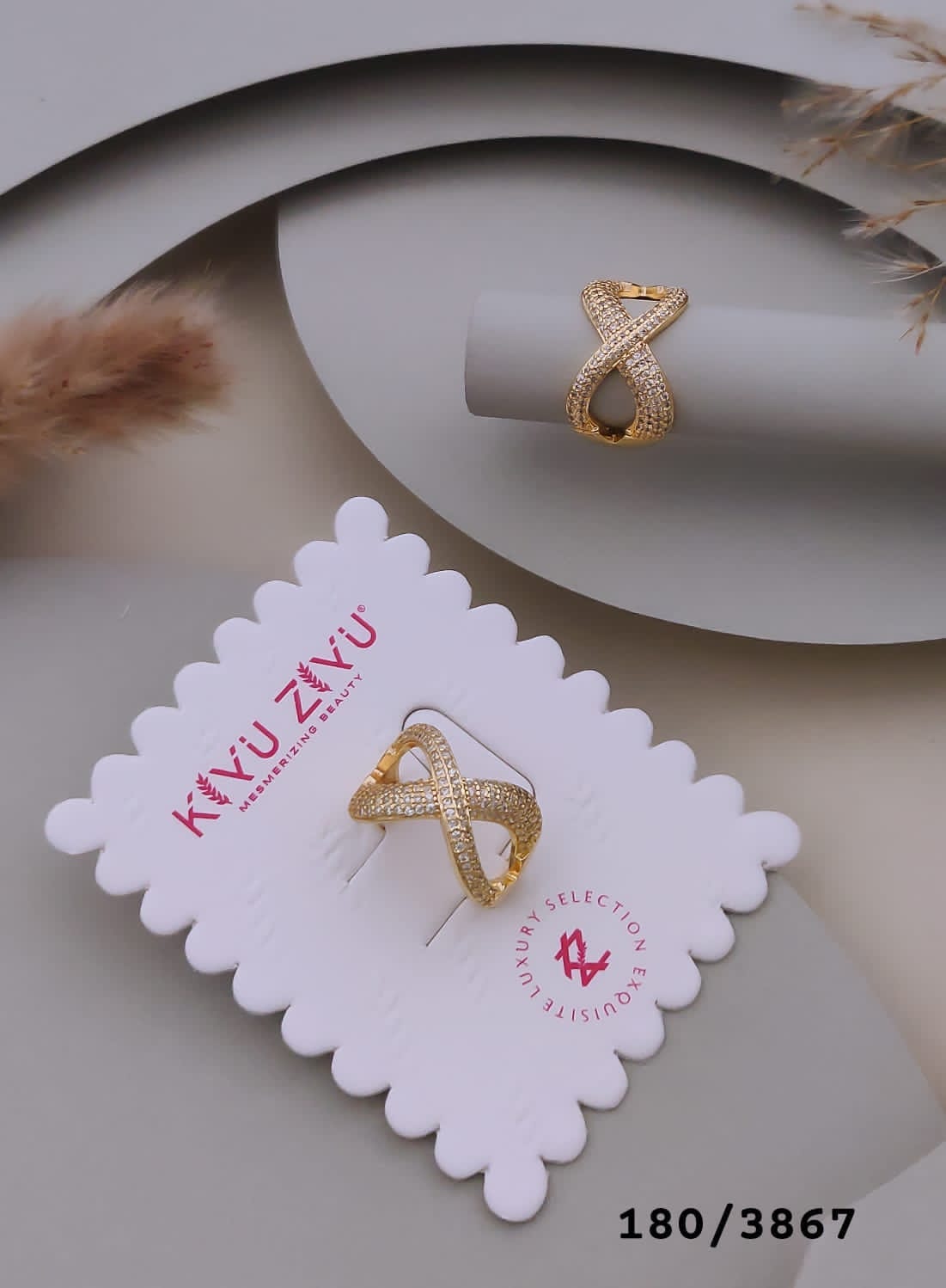 Gold-Tone Crystal Infinity Loop Ring