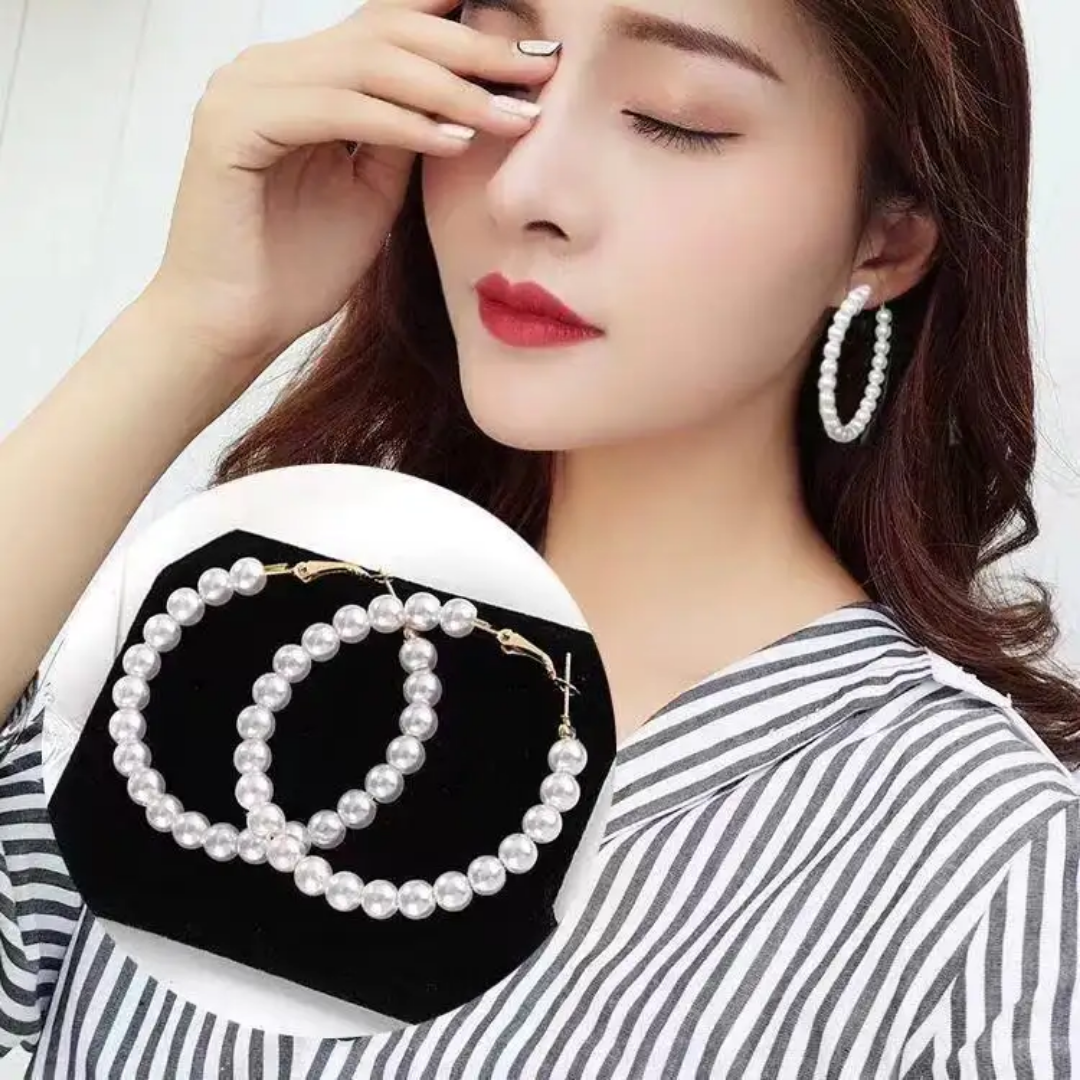 Pearl round earring