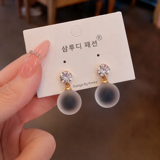 Acrylic Frosted Matte Glass Ball Shape earrings