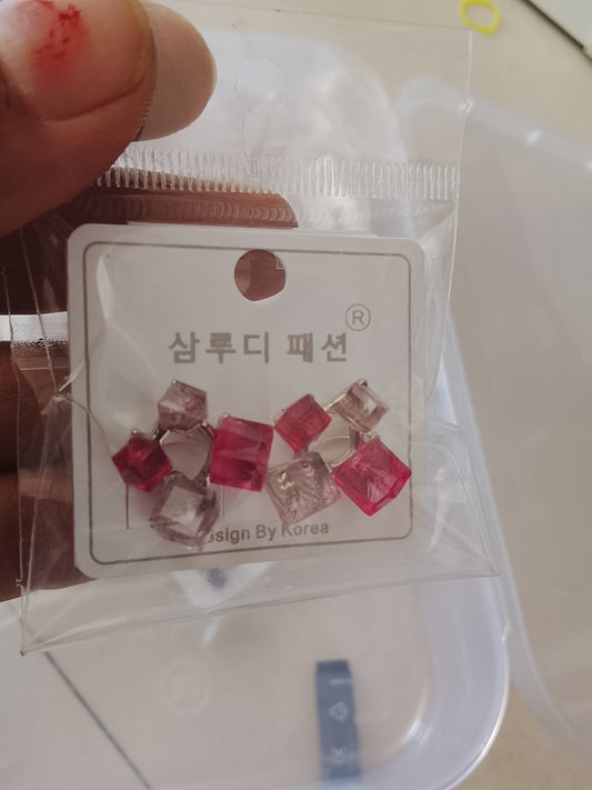 Korean Cube Crystal Earrings
