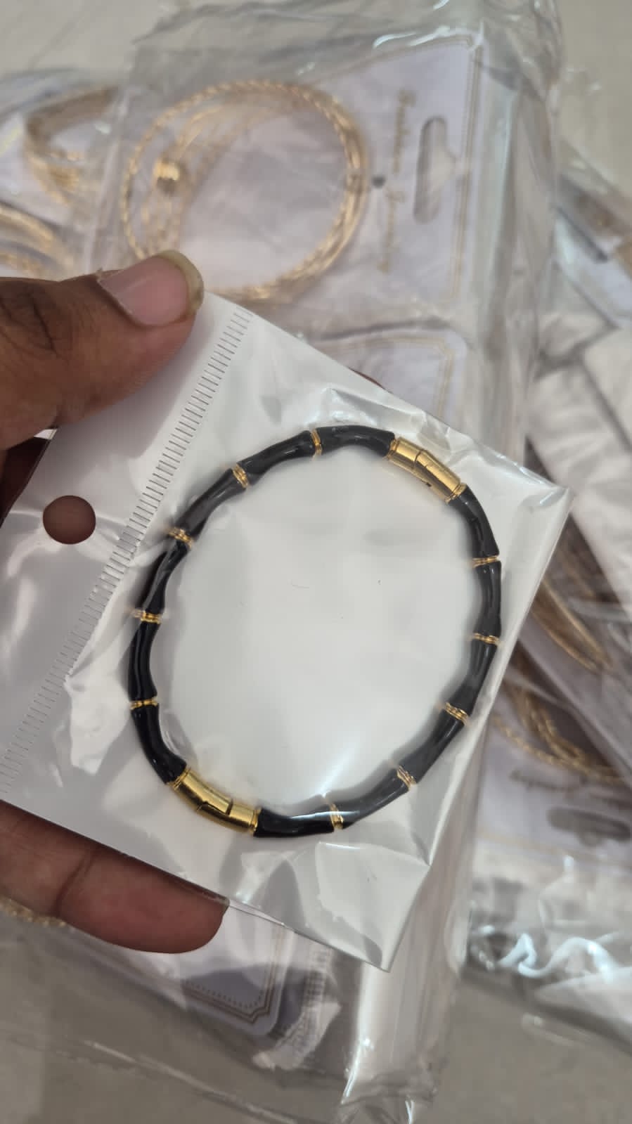 Anti Tarnish Black Bamboo Kada