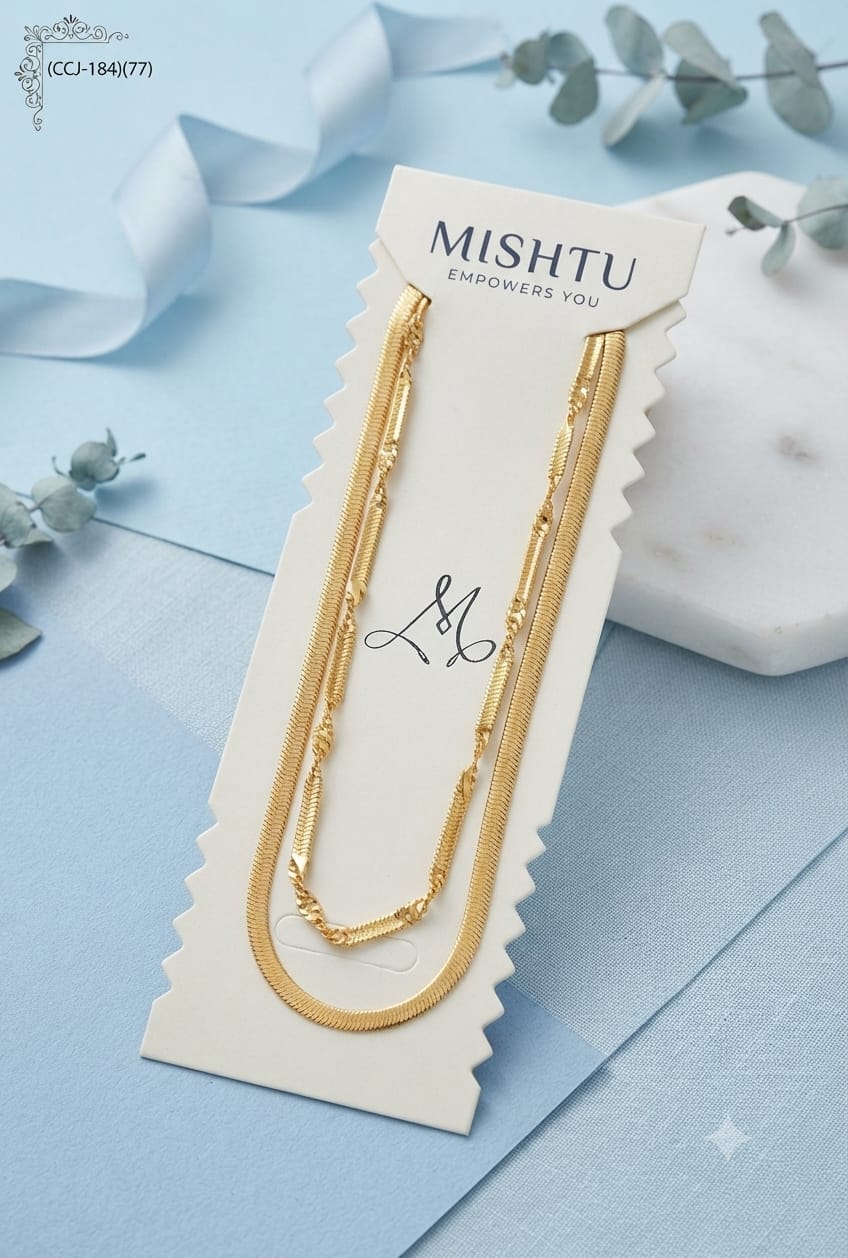 Gold-Tone Double Layer Snake Chain Necklace