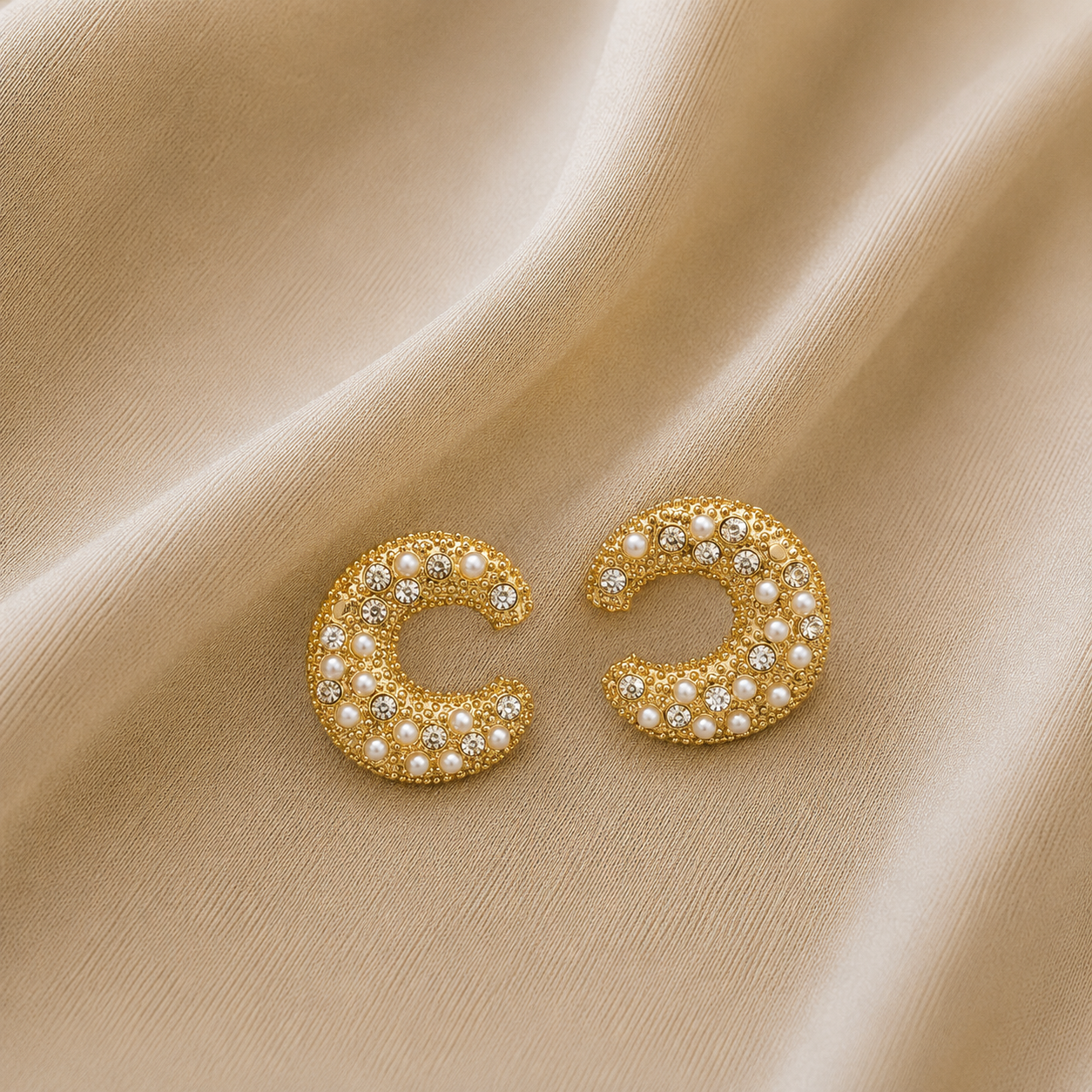 Luxe Pearl C Hoop Earrings