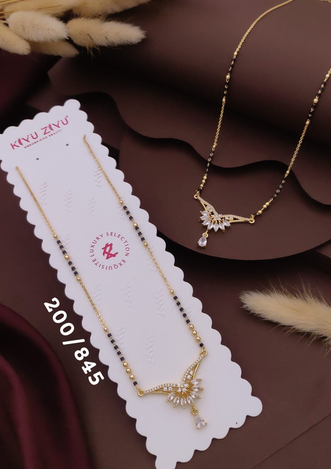 wing-shaped diamond mangalsutra only pendant anti tarnished