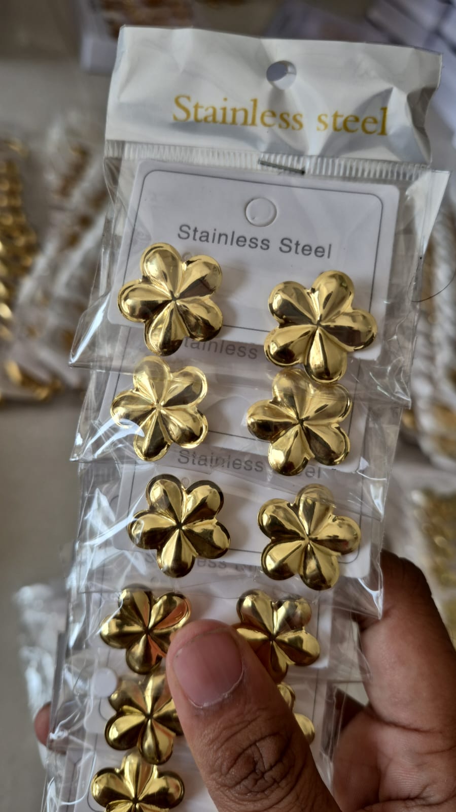 five-petal floral stainless steel stud earring