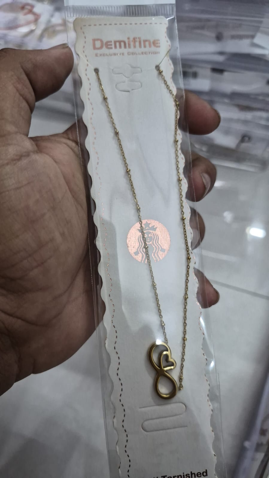 Infinity Necklace with Heart Charm anti tarnished