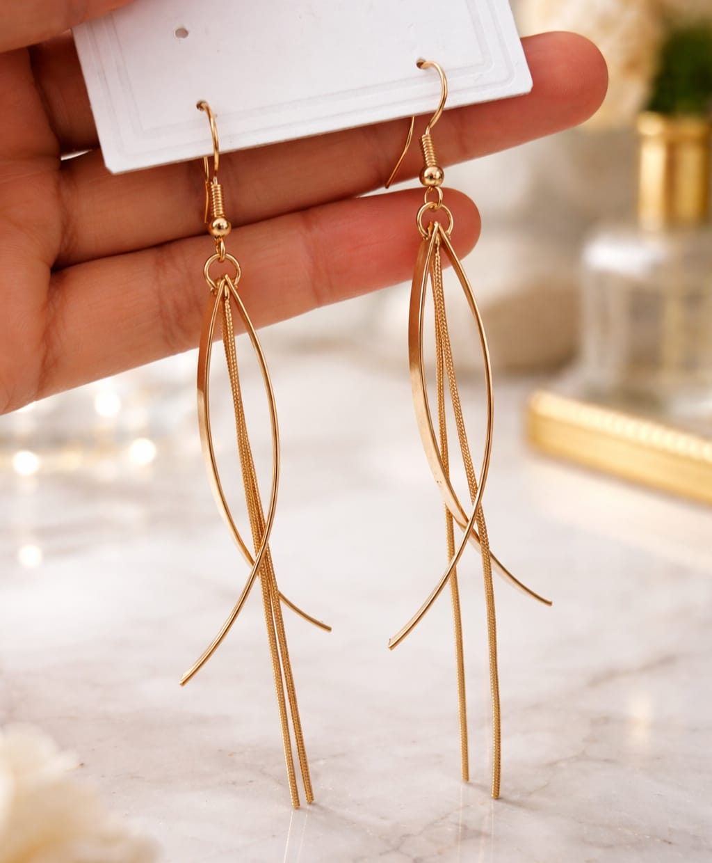 Fashion Latest Stylish Tassel Earrings for Women and Girls (Gold)