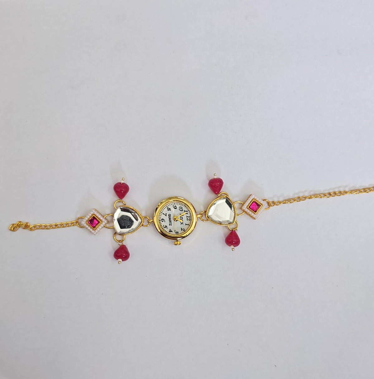 Ruby Blush Kashmiri Watch pink stone read pearls