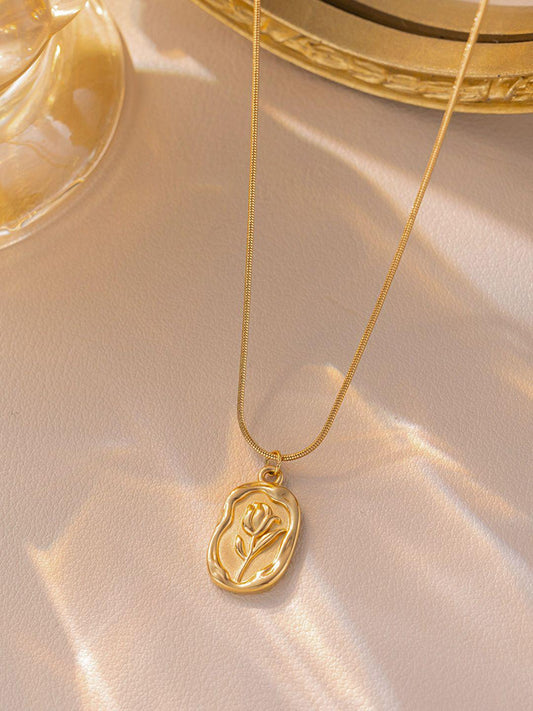 Anti tarnished Gold Plated Rose Floral Pendant for Women