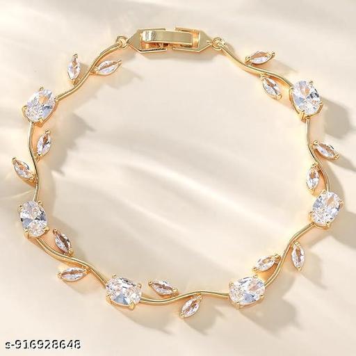 Gold Tulip Vine Bracelet with white 🤍 Stone Accents