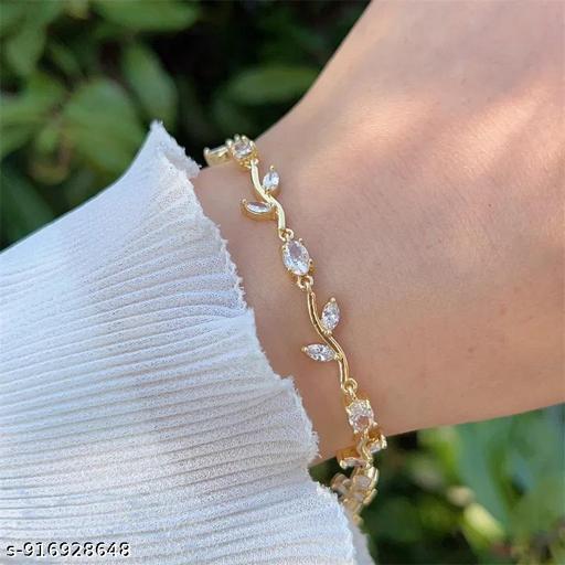 Gold Tulip Vine Bracelet with white 🤍 Stone Accents
