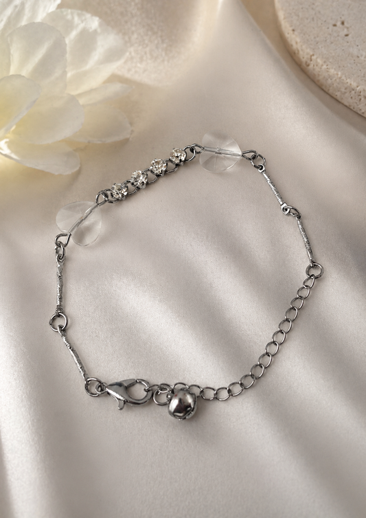 Silver Crystal Charm Bracelet – Premium Korean Style Adjustable Bracelet