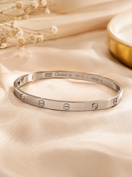 Anti Tarnish Silver & Rose Gold Cartier Style Kada Bracelet for Women