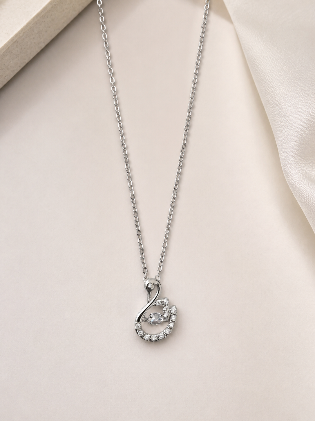 Swan Crystal Pendant Necklace – Silver Anti Tarnish Chain