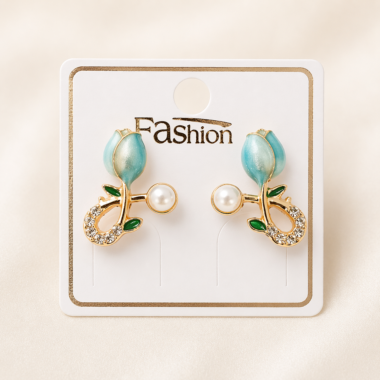 Tulip Pearl Stud Earrings – Korean Style