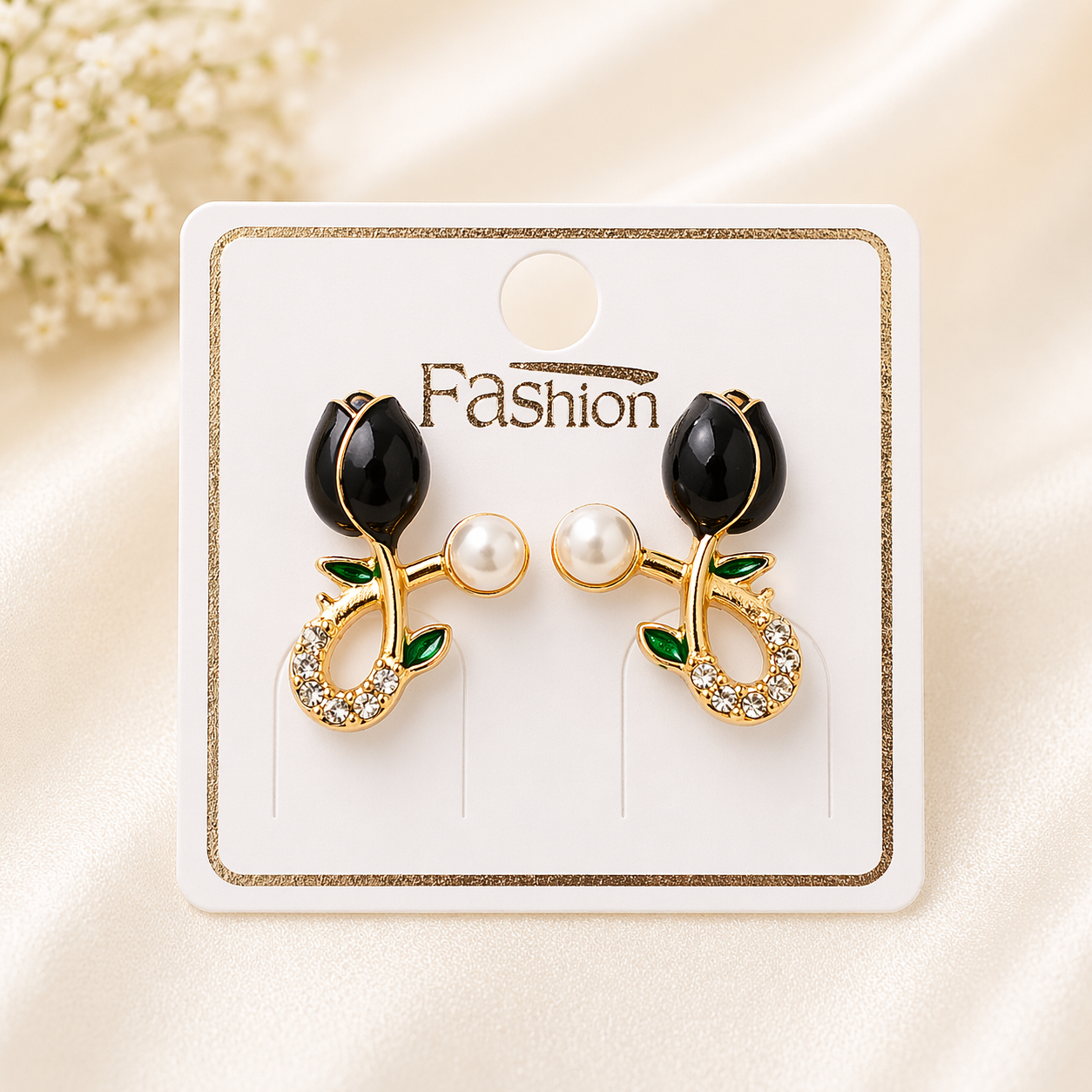 Tulip Pearl Stud Earrings – Korean Style
