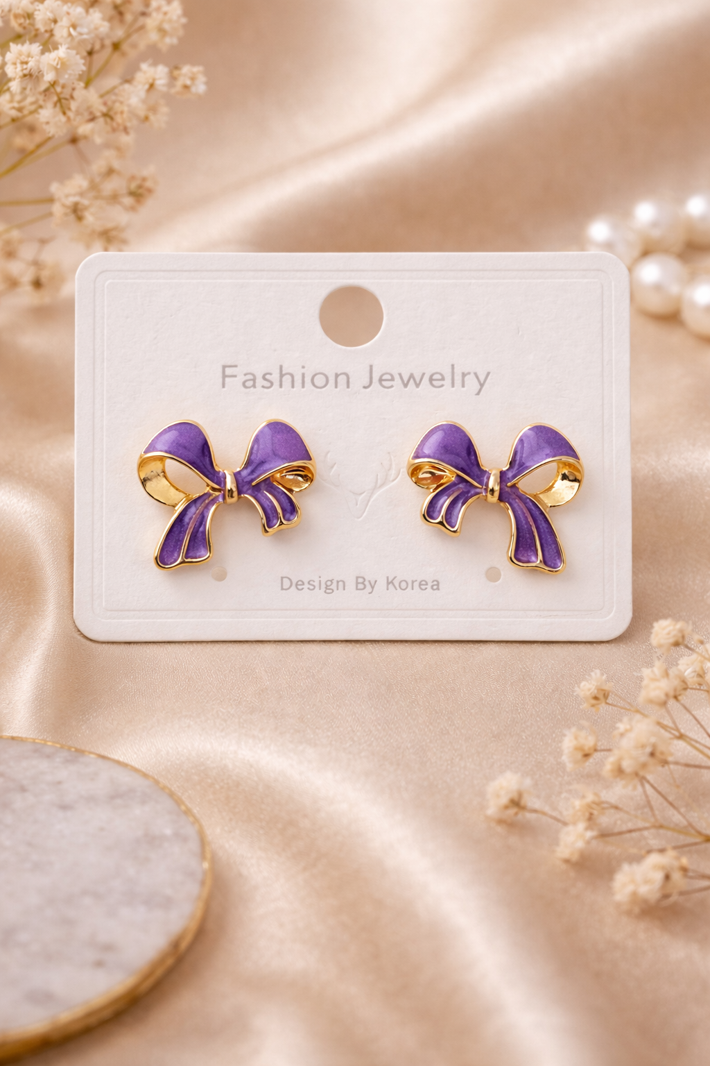 Cute Bow Stud Earrings – Multicolor Korean Style
