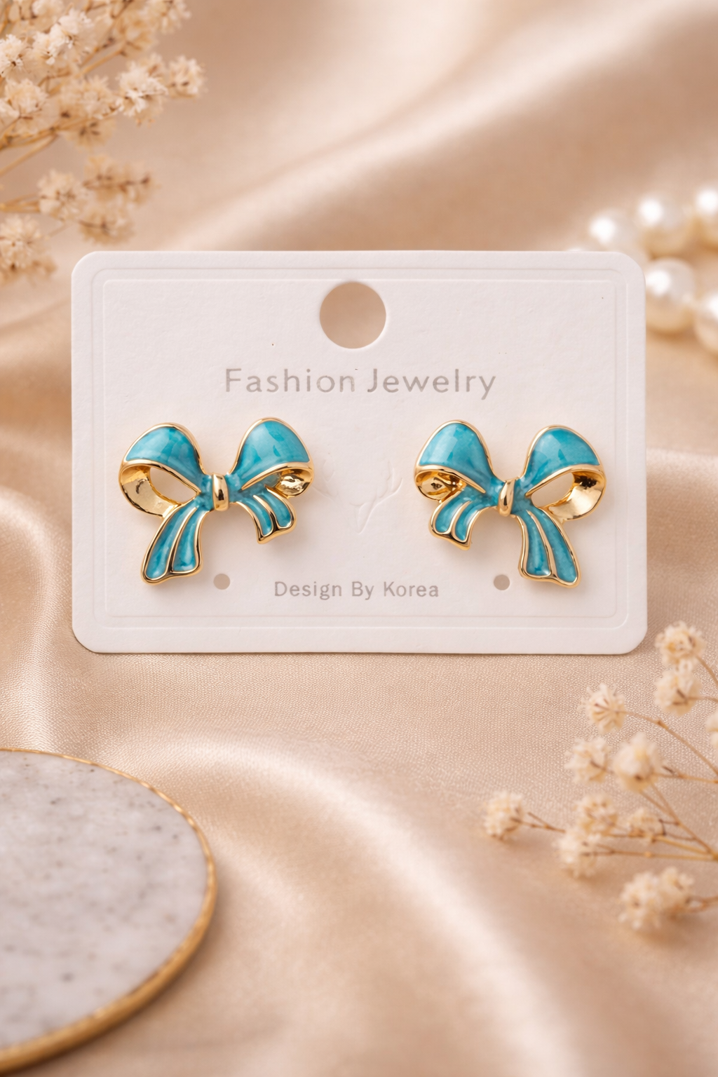 Cute Bow Stud Earrings – Multicolor Korean Style