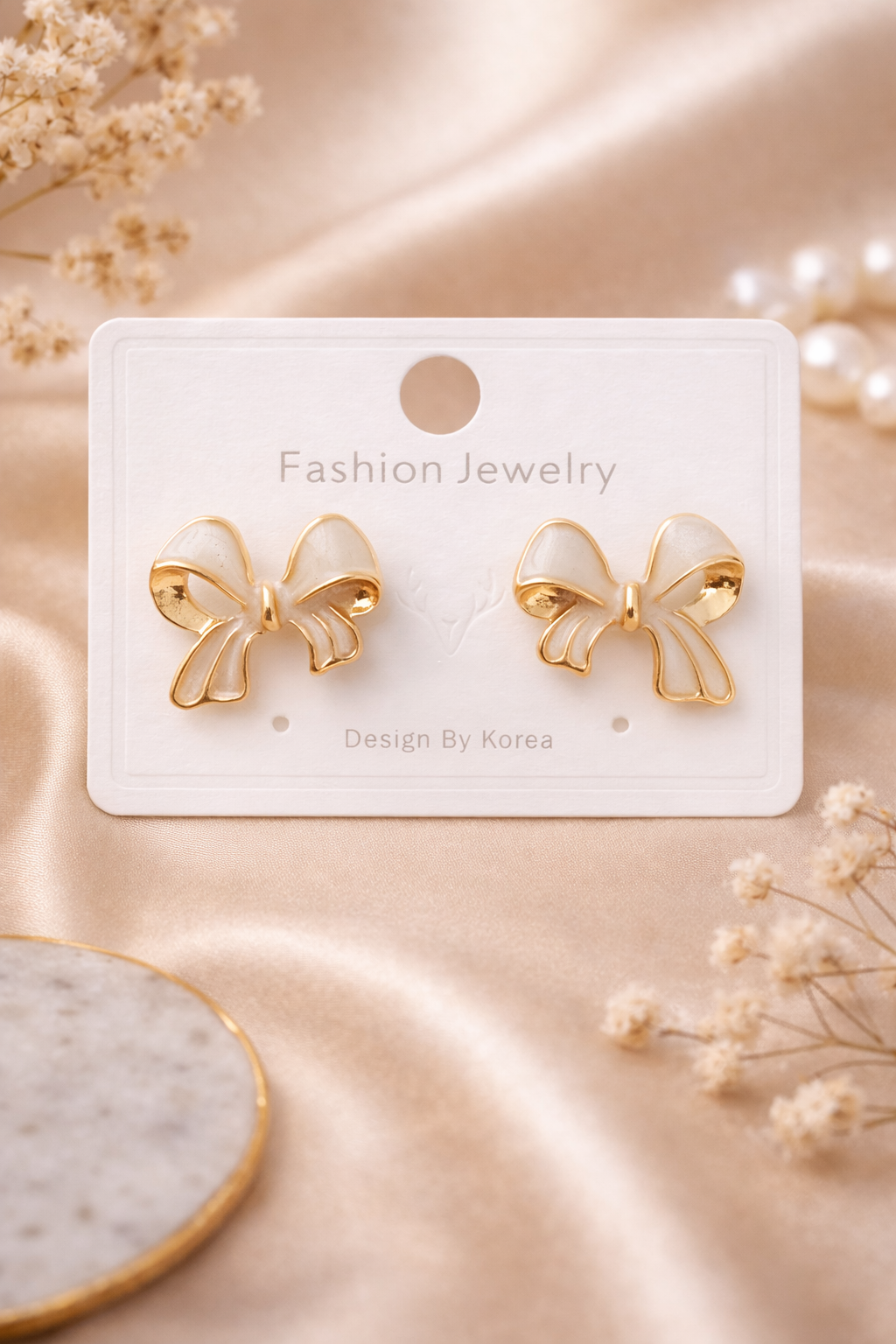 Cute Bow Stud Earrings – Multicolor Korean Style
