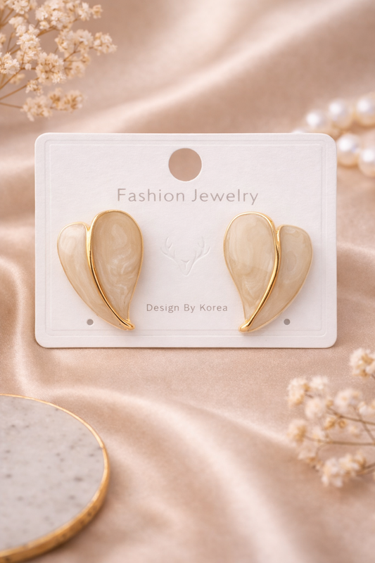 Heart Leaf Shape Stud Earrings – Multicolor Korean Style