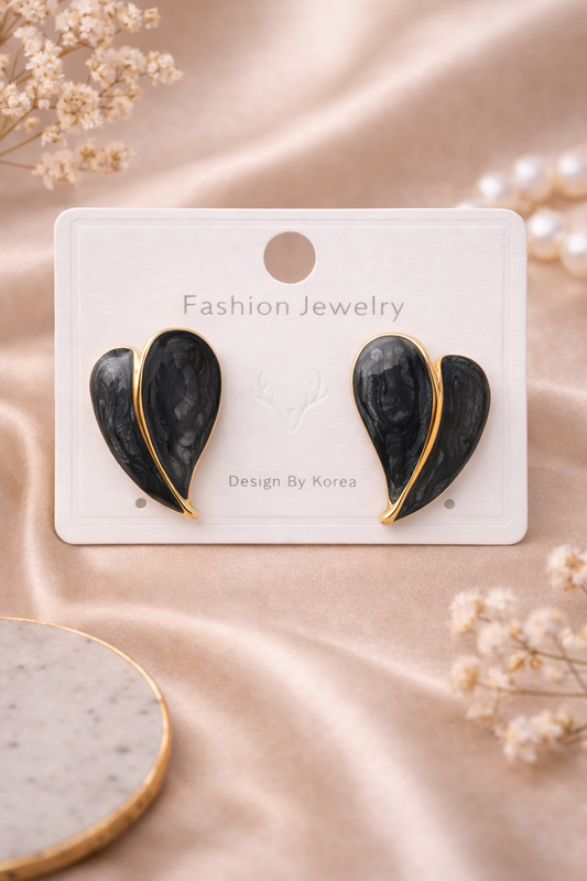 Heart Leaf Shape Stud Earrings – Multicolor Korean Style