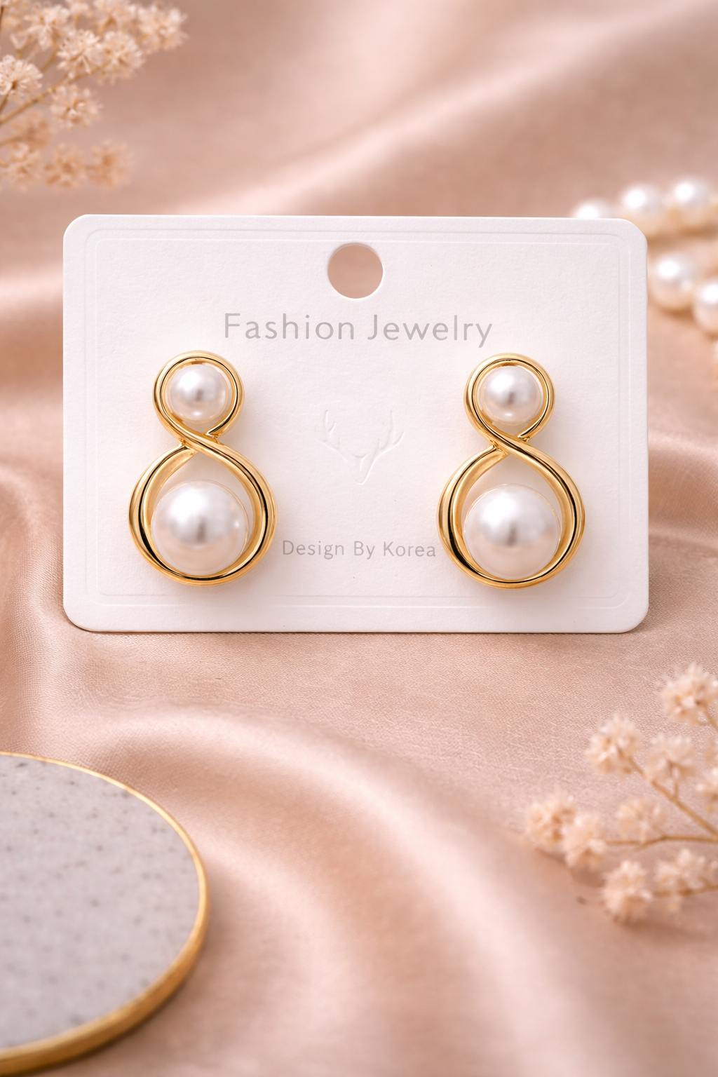 Pearl Swirl Statement Earrings – Korean Style