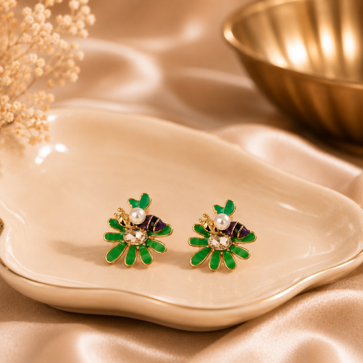 Korean Design Cute Colorful Bee Flower Earring