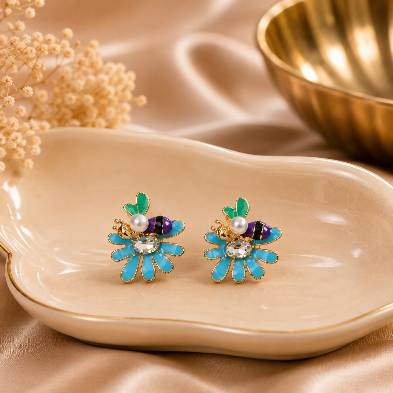 Korean Design Cute Colorful Bee Flower Earring