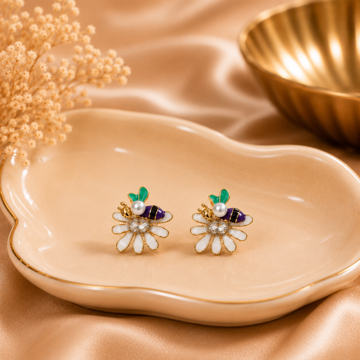 Korean Design Cute Colorful Bee Flower Earring