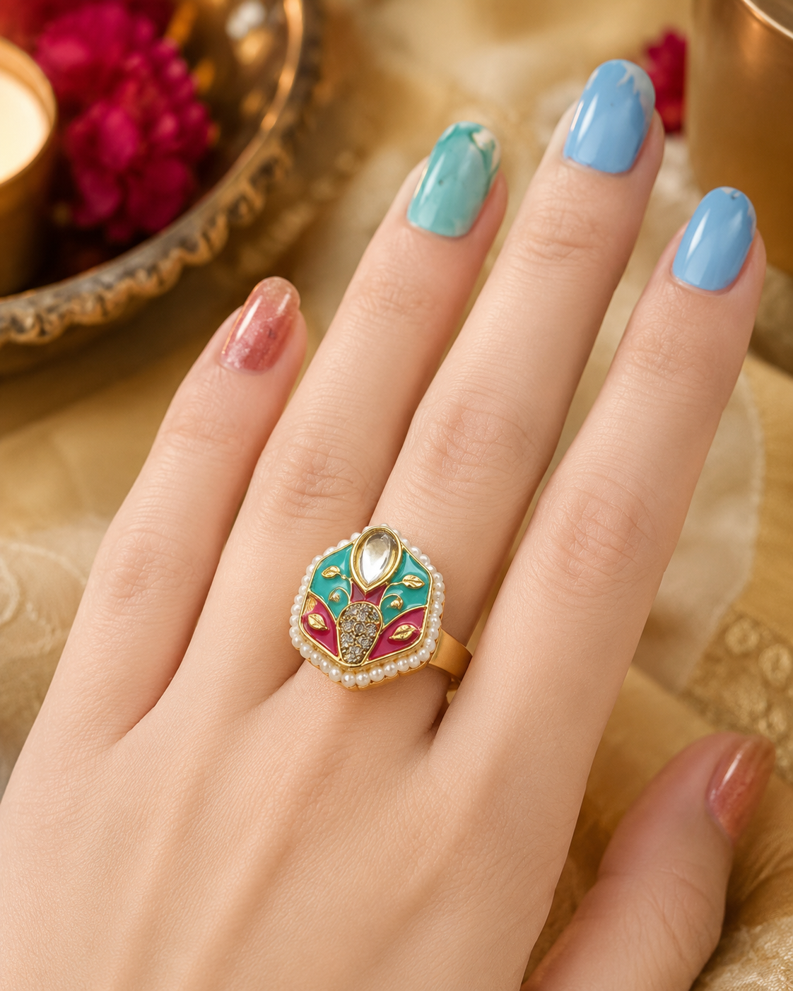 Traditional free size women ring