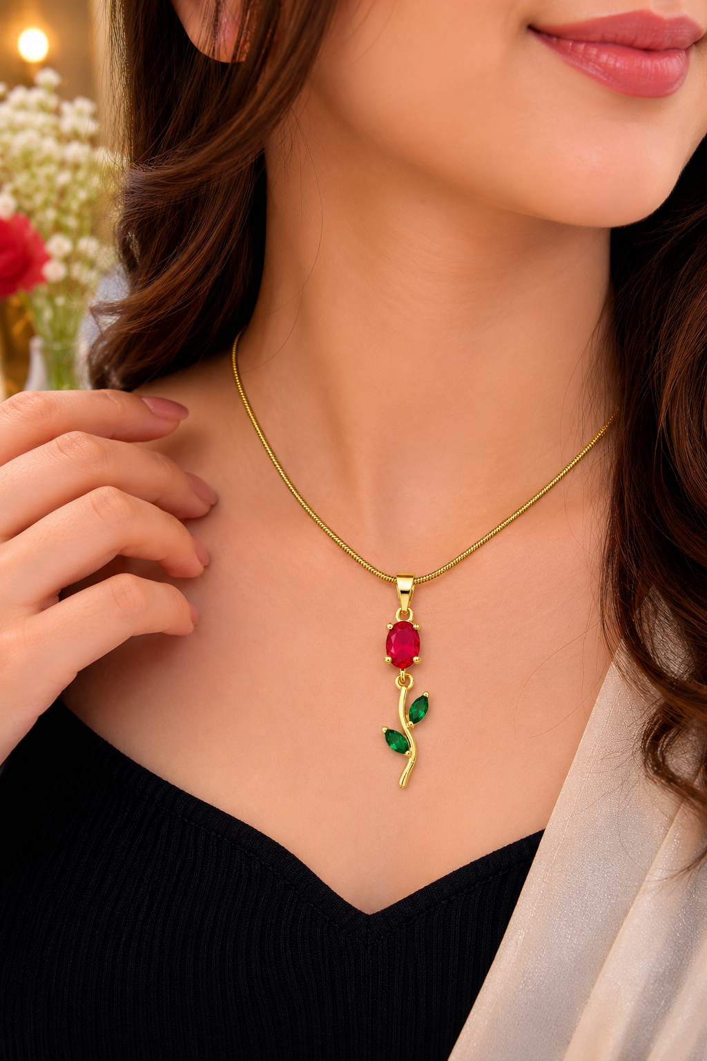 Anti-Tarnish gold plated tulip necklace for women