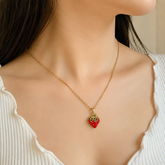 Anti Tarnish Strawberry Necklace