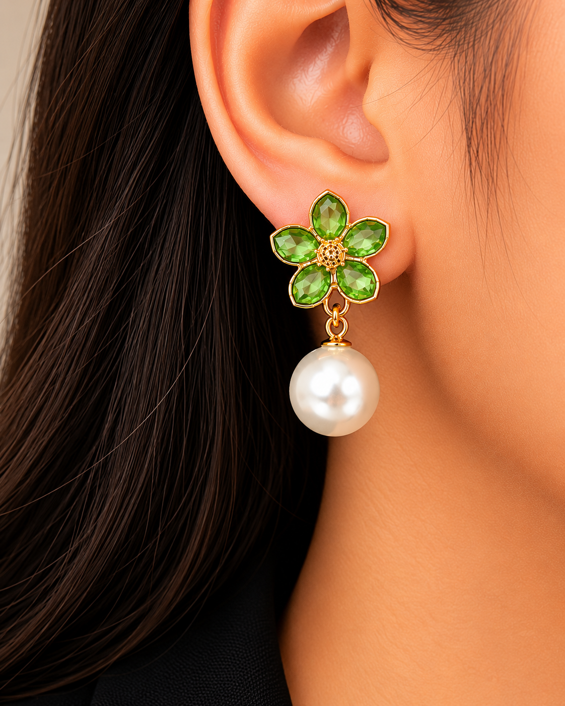 Korean Design Flower Pearl Earring