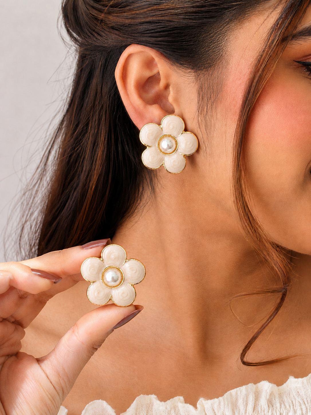 Korean Design Colored Flower Earring