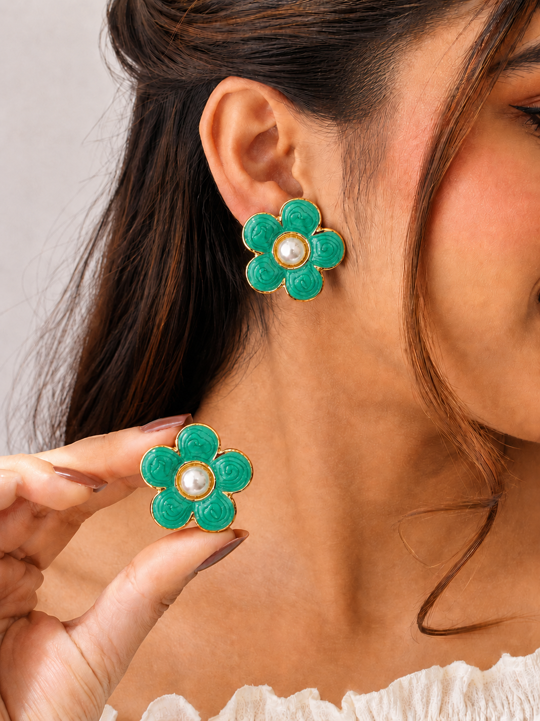 Korean Design Colored Flower Earring