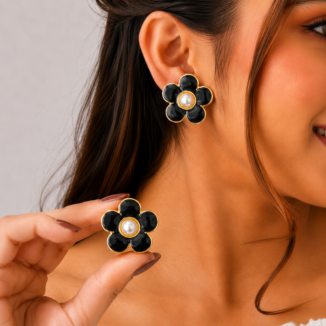 Korean Design Colored Flower Earring