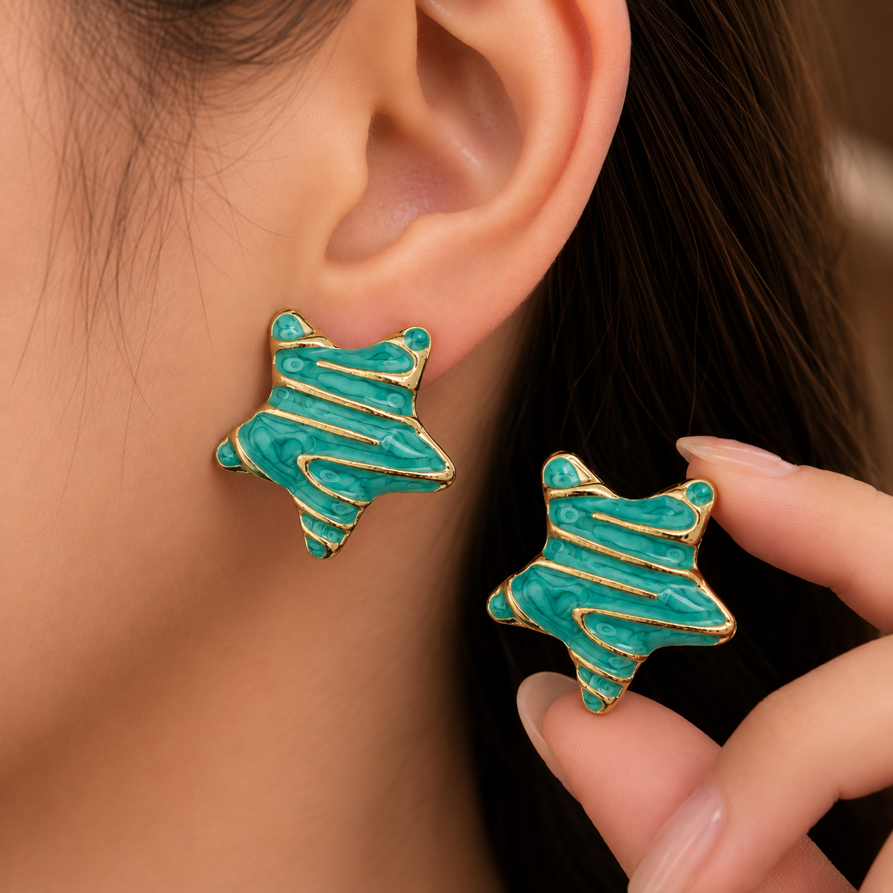 Korean Design Colorfull Star Stud Erring
