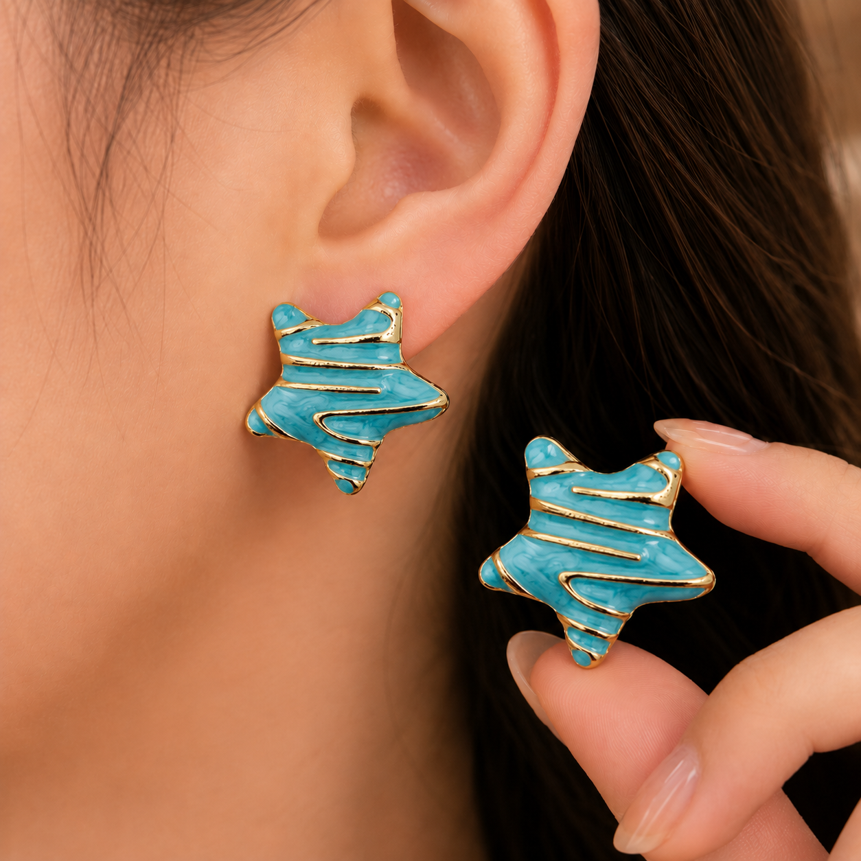 Korean Design Colorfull Star Stud Erring