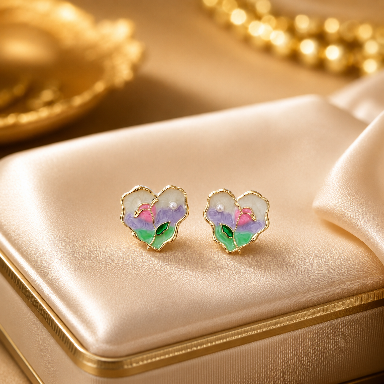 Korean Design Enamel multicolor Heart Earring
