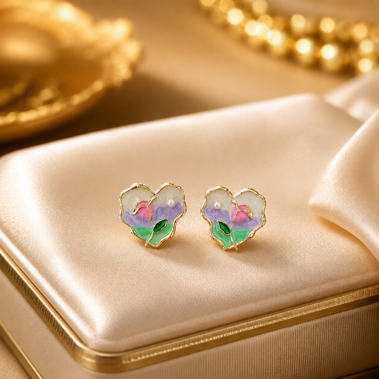 Korean Design Enamel multicolor Heart Earring