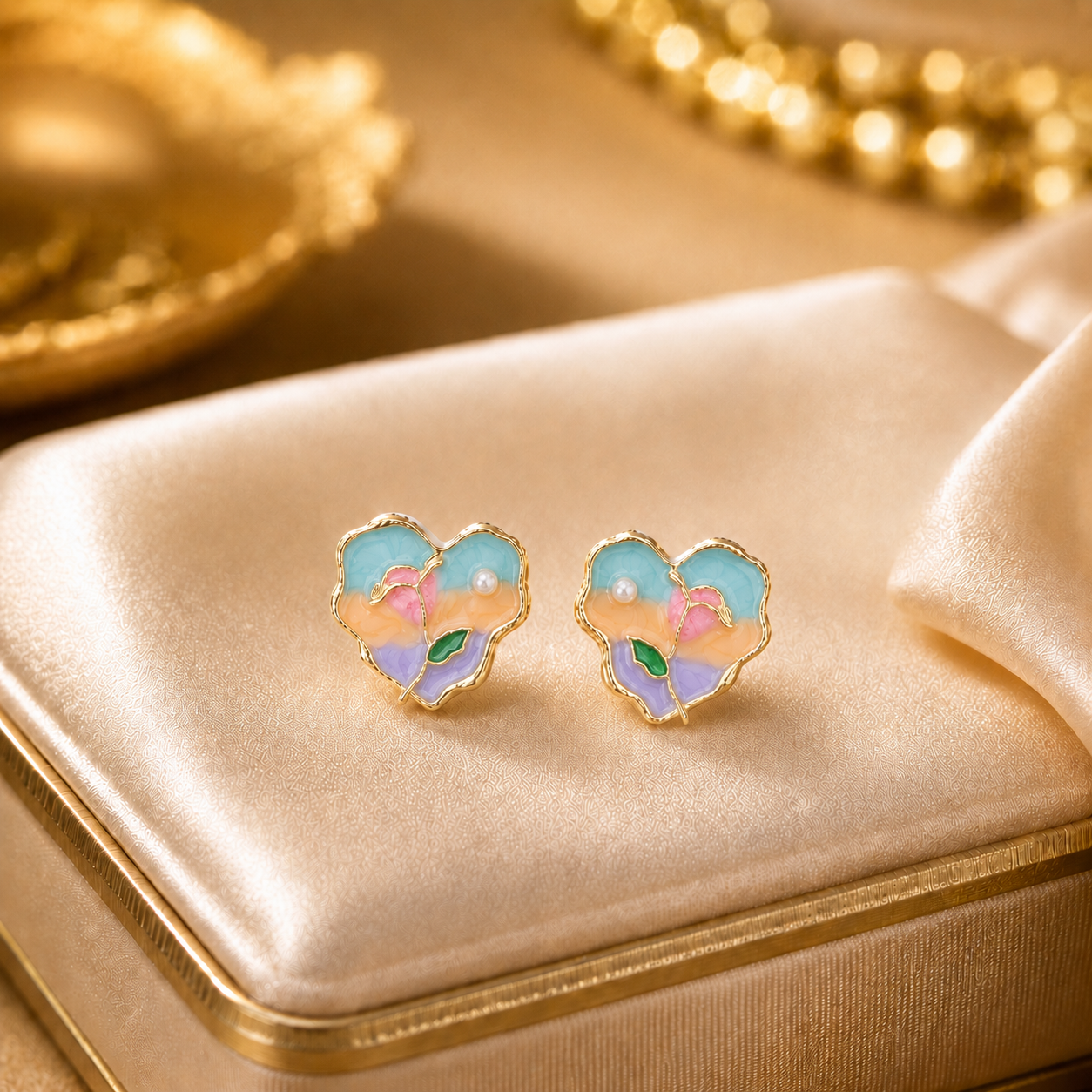 Korean Design Enamel multicolor Heart Earring