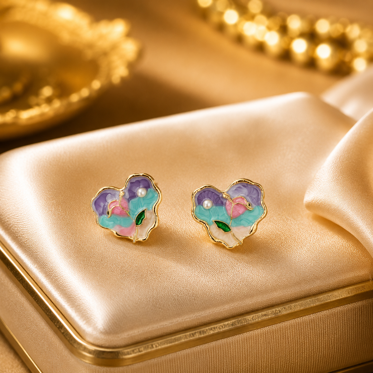Korean Design Enamel multicolor Heart Earring