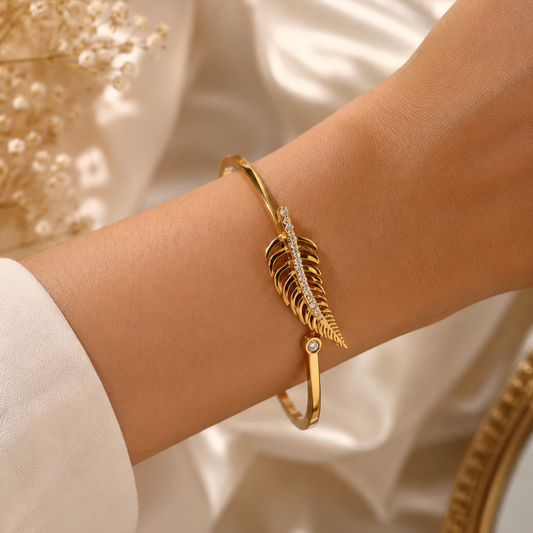 Anti Tarnish Feather Leaf Bracelet