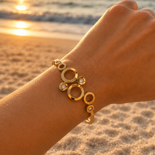 Anti Tarnish Golden Roman Circle Bracelet