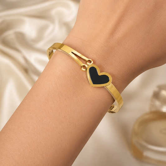 Stainless Steel Black Heart Bracelet