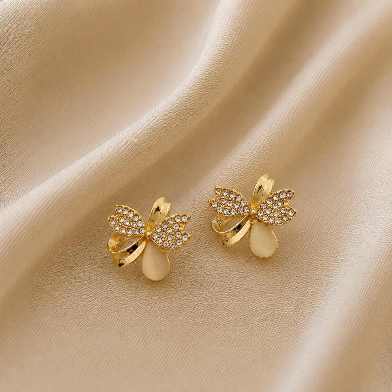 Korean Butterfly Monalisa Stone Stud Earrings for Women