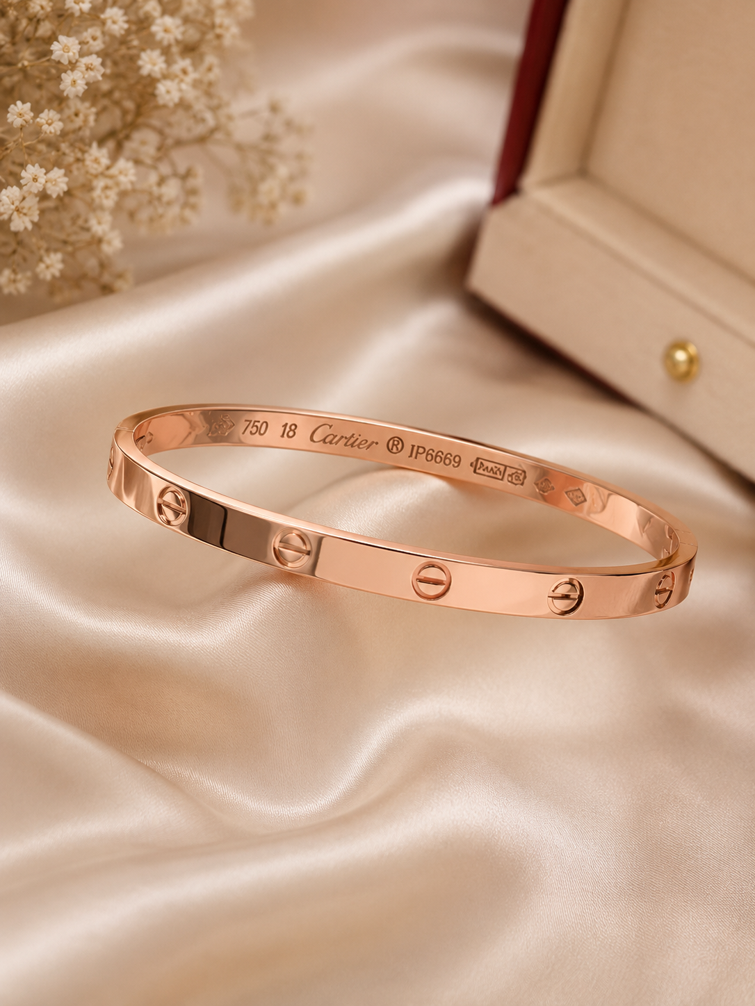 Anti Tarnish Silver & Rose Gold Cartier Style Kada Bracelet for Women