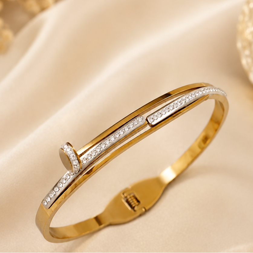 Anti-Tarnish Nail Design Crystal Bracelet